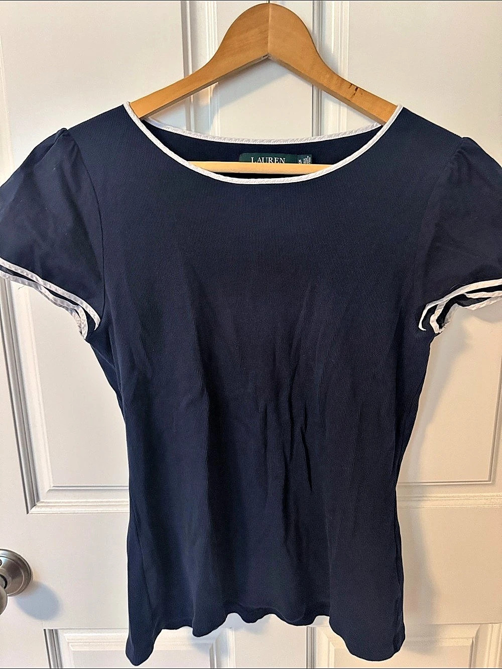 Lauren Ralph Lauren Short Sleeve Top in Blue Size XL Like New